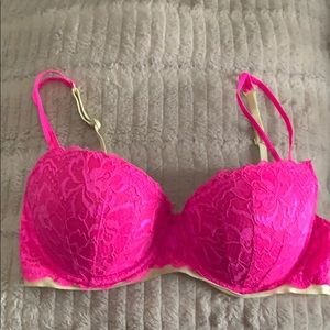 Pink lace bra